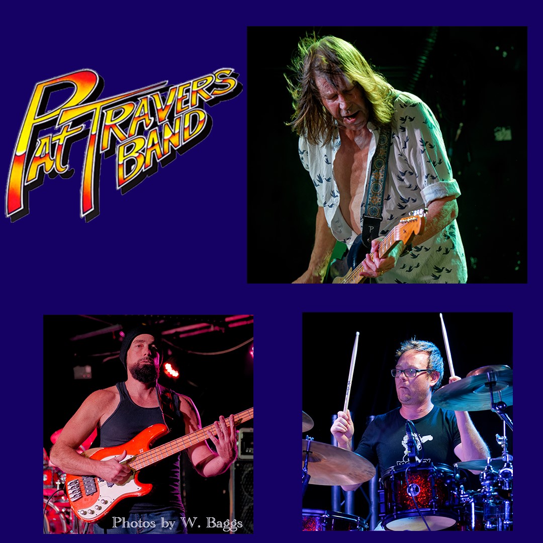 Photos of Pat Travers Band members Pat, David Pastorius, and Alex Petrosky